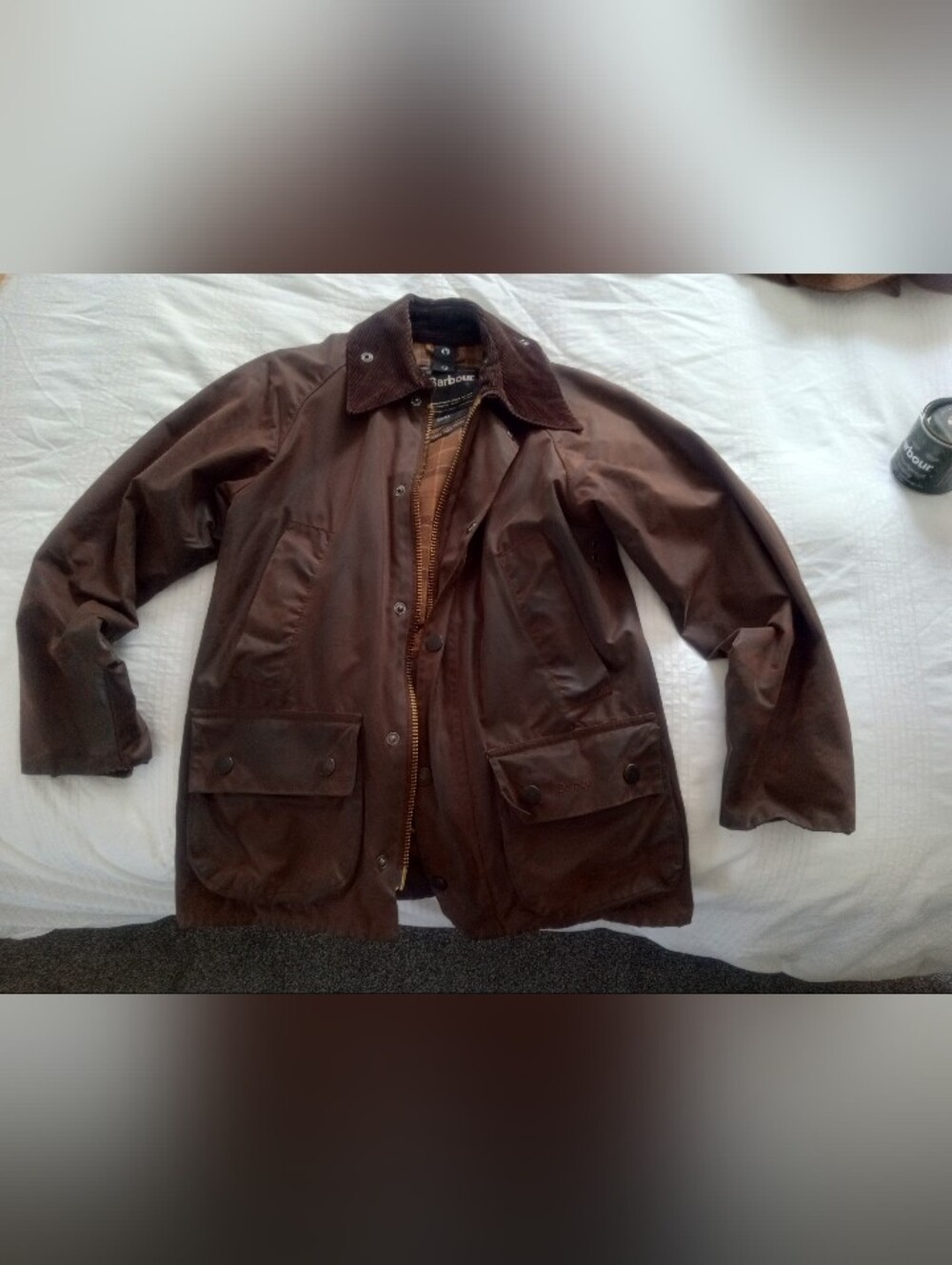 Authentic Barbour Bedale Waxed Cotton Jacket, Brown, Boys XL
